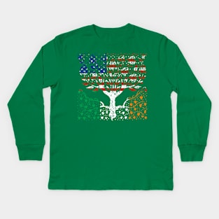 Irish Born American Grown Tree Kids Long Sleeve T-Shirt